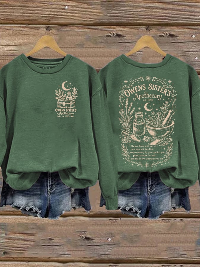 Women's Owens Sisters Apothecary Witch Print Casual Sweatshirt