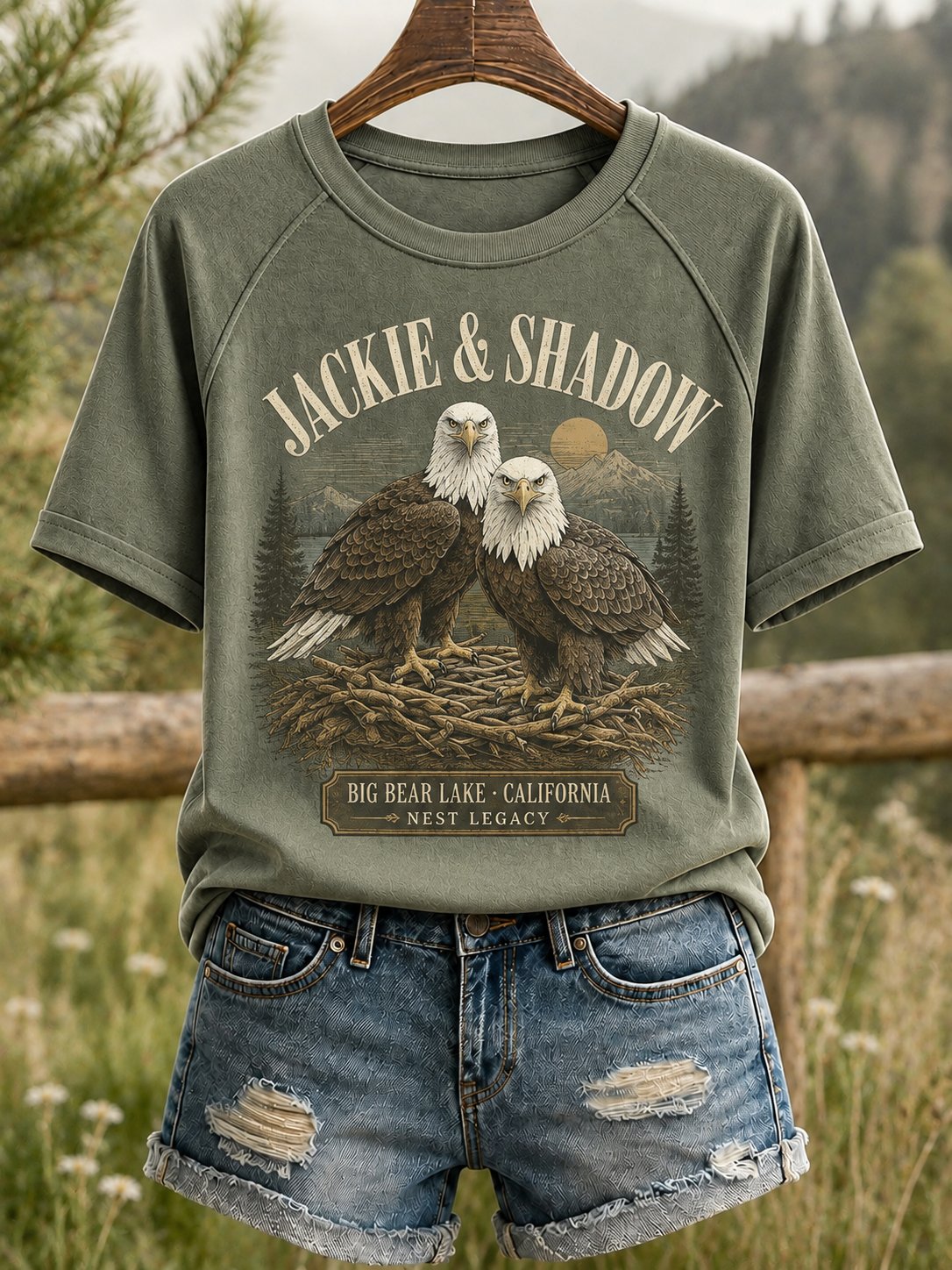 Women's Family Legacy Big Bear Lake California Wildlife Print T-shirt