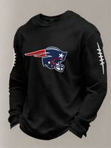 Men’s Football Graphic Waffle Knit Long Sleeve Crewneck T-Shirt