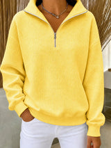 CLEARANCE SALE🔥Women's Waffle Knit Quarter-Zip Sweatshirt