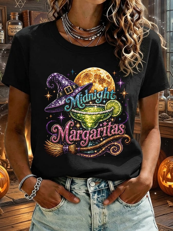 Women's Midnight Margaritas Print Casual T-shirt