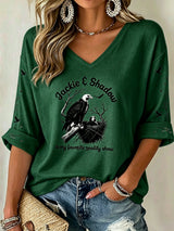 Women's Forever Over Big Bear Print V Neck Top
