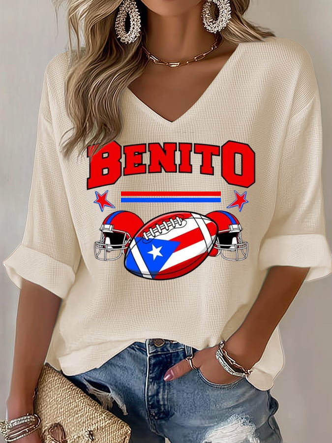 Women's Bunny Football Music Lover print T-shirt