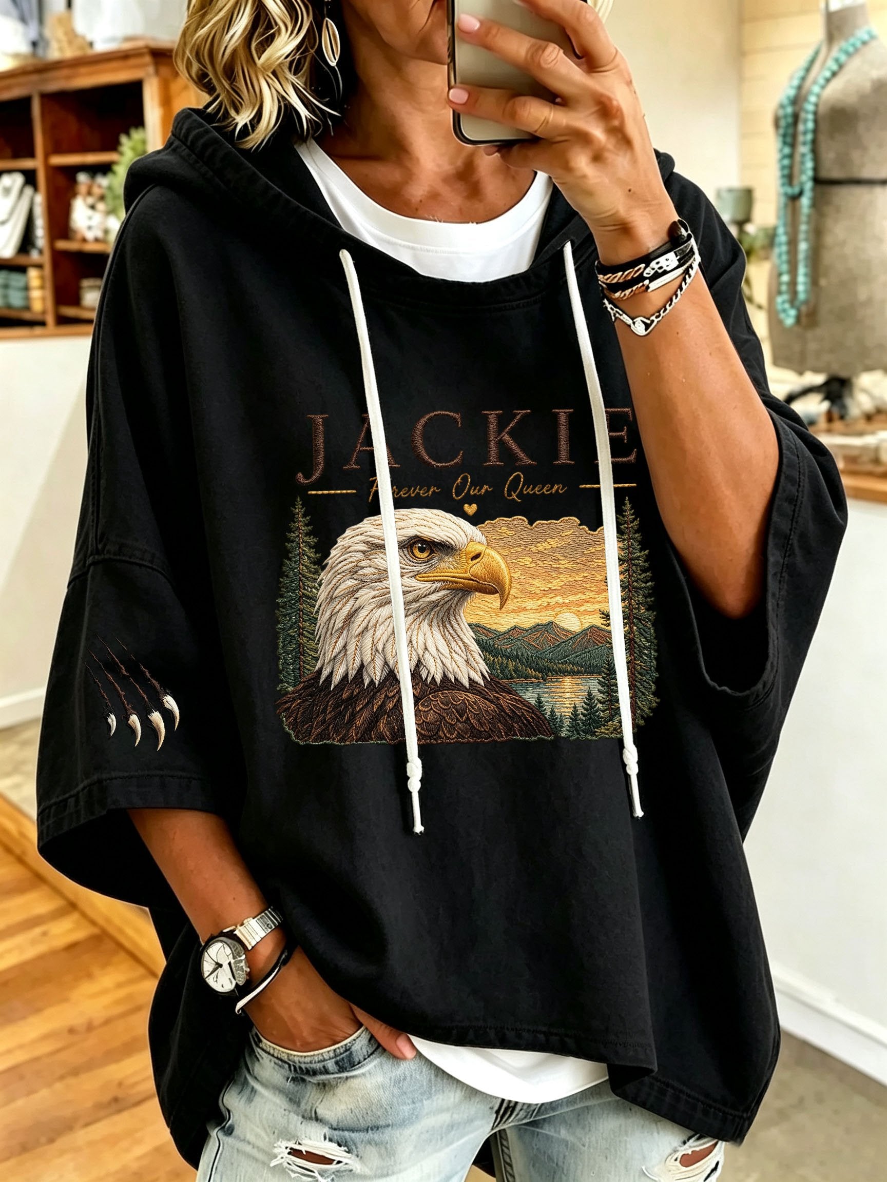 Women's Jackie Forever Our Queen Print Hooded Sweatshirt