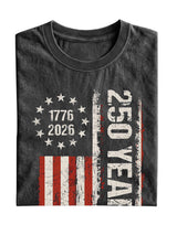 Retro U.S. 250th Anniversary Commemorative Cotton Short-sleeve T-shirt