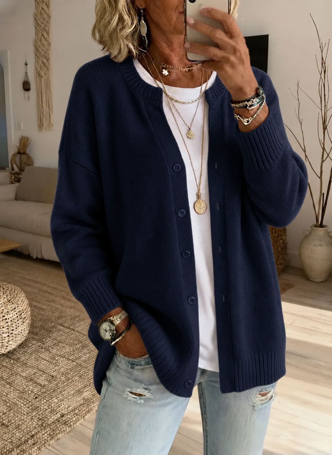 New Arrival 🔥Women’s Cozy Button-Front Knit Cardigan with Relaxed Fit