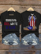 Women's  RED, WHITE & BLUE Print T-Shirt