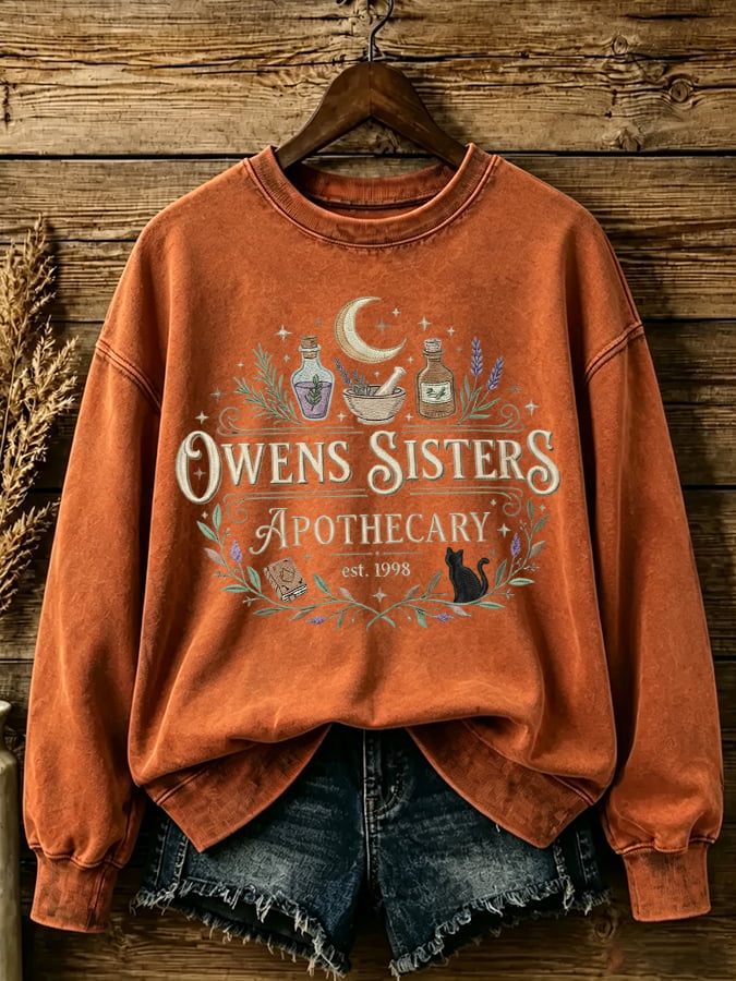 Women's Owens Sisters Apothecary Witch Print Casual Sweatshirt