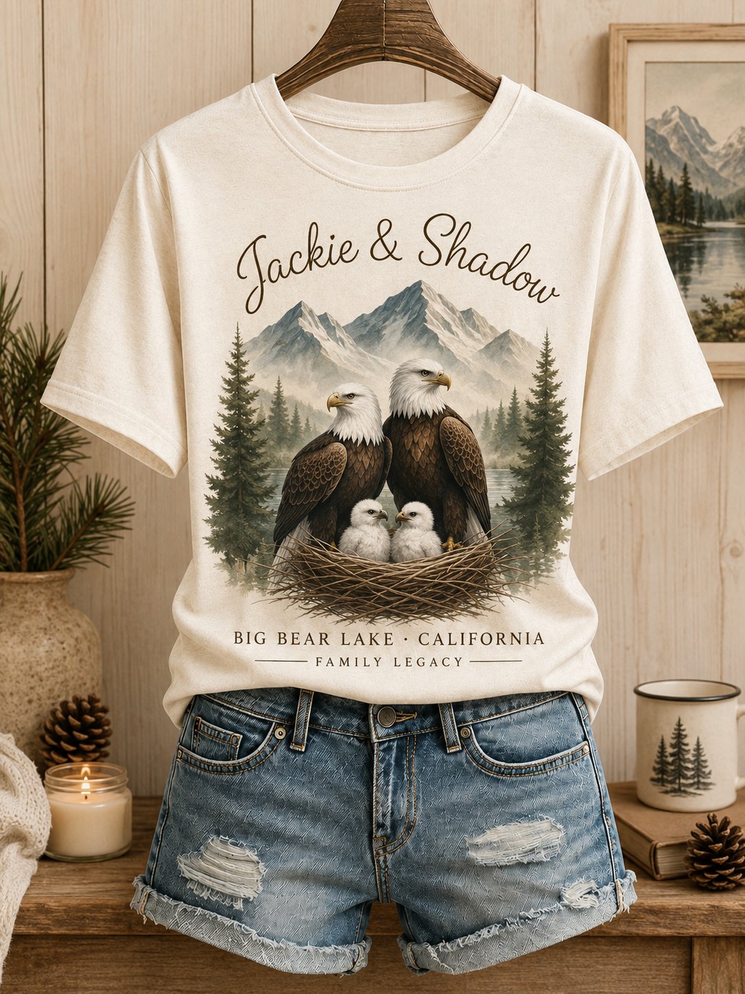 Women's Family Legacy Big Bear Lake California Wildlife Print Tee