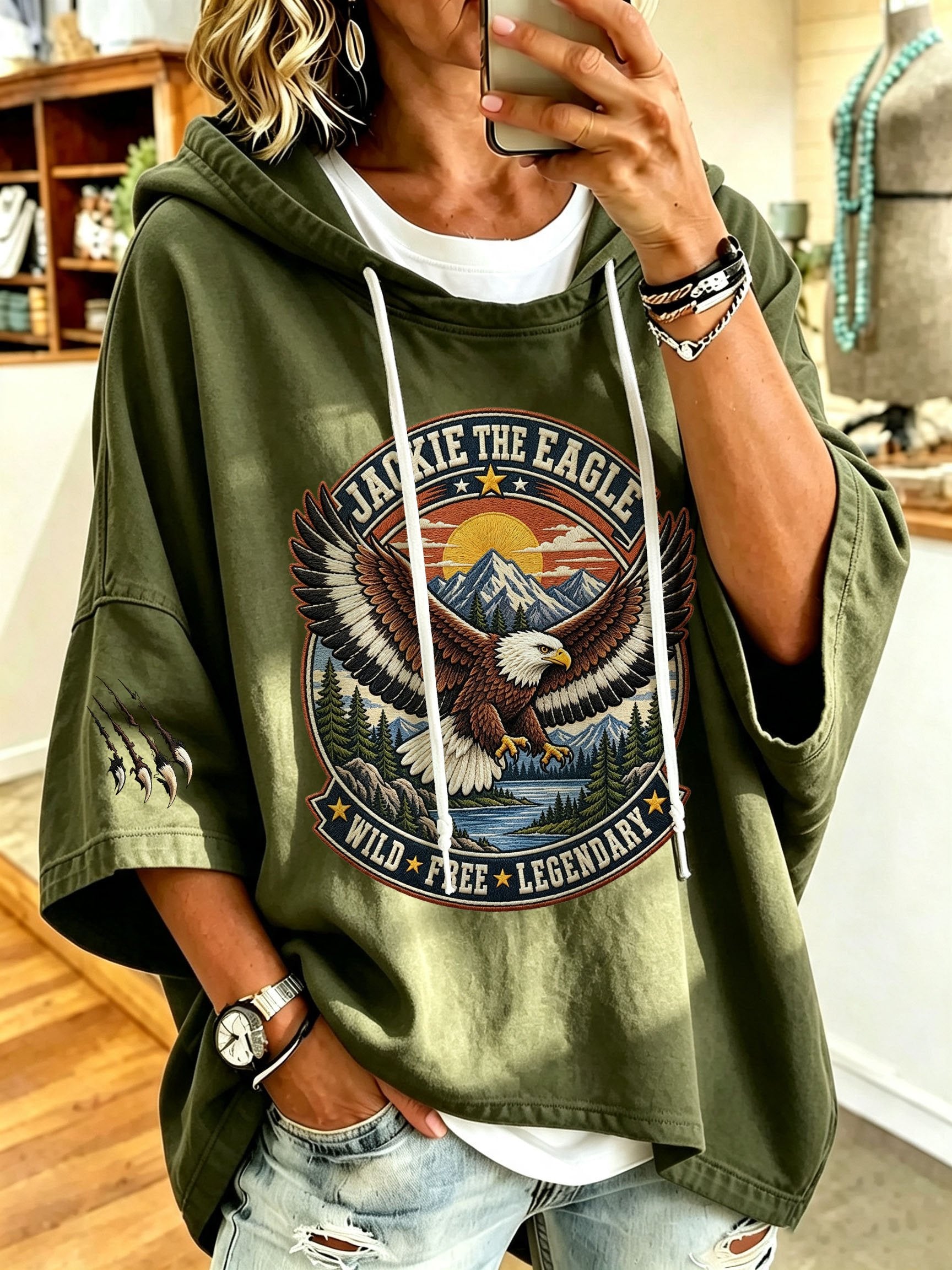 Women's Jackie Forever Our Queen Print Hooded Sweatshirt