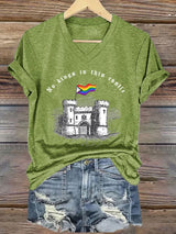 🔥Buy 3 Get 15% Off🔥V-Neck Retro No Kings In This Castle Print T-Shirt