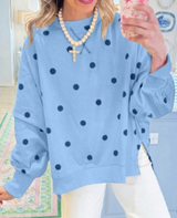 🤲LAST DAY SAVE 49% ⏰Chic Sunshine Yellow & Blue Polka Dot Sweatshirt