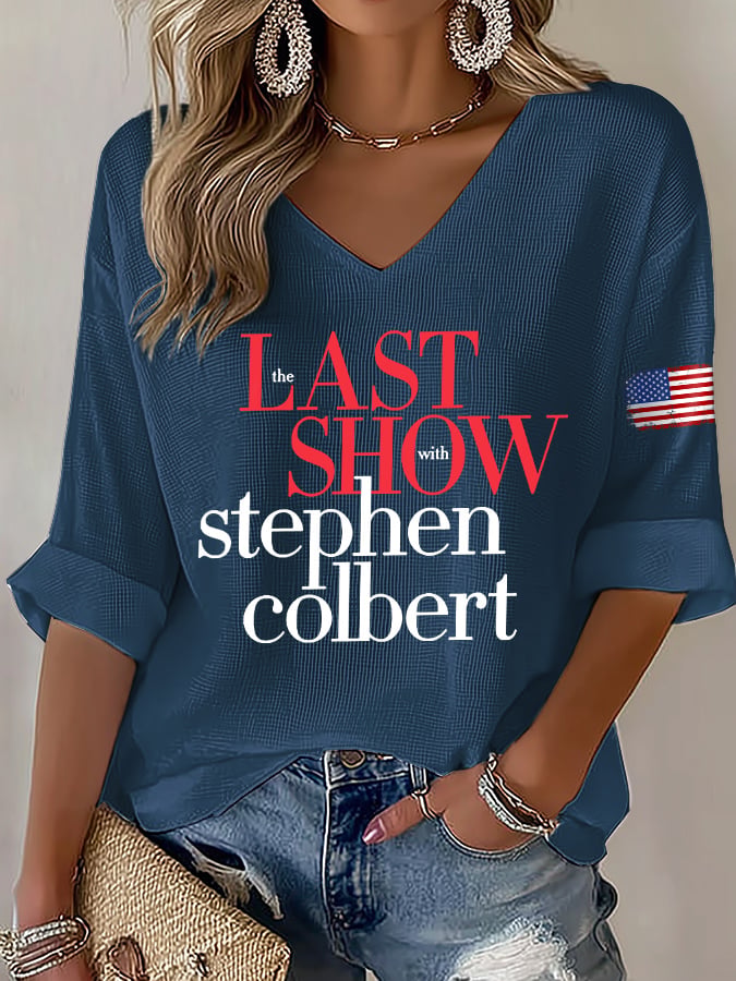 🔥Buy 3 Get 15% Off V-Neck Retro Last Show Print T-Shirt