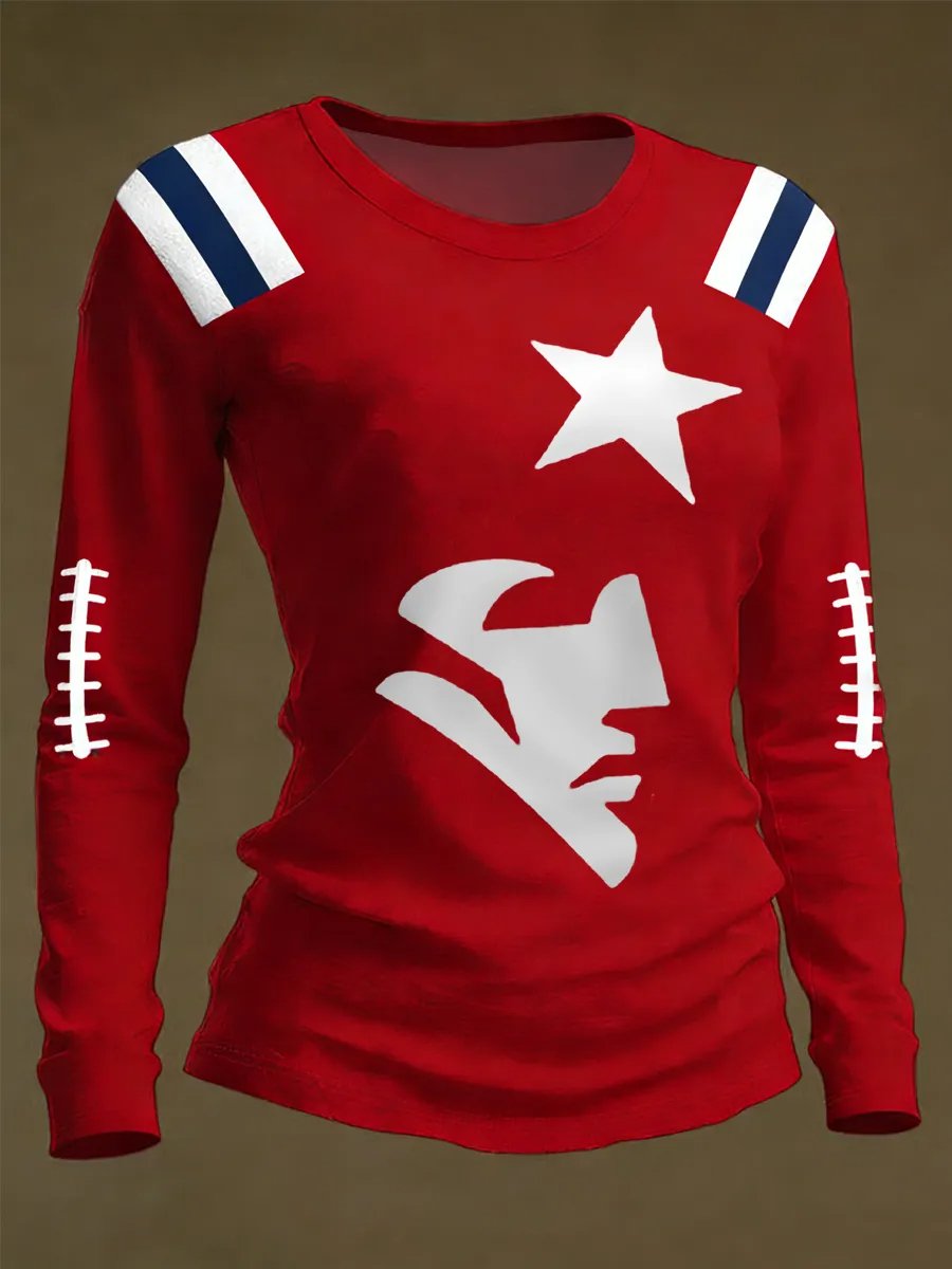 Women's Football Print Casual Top