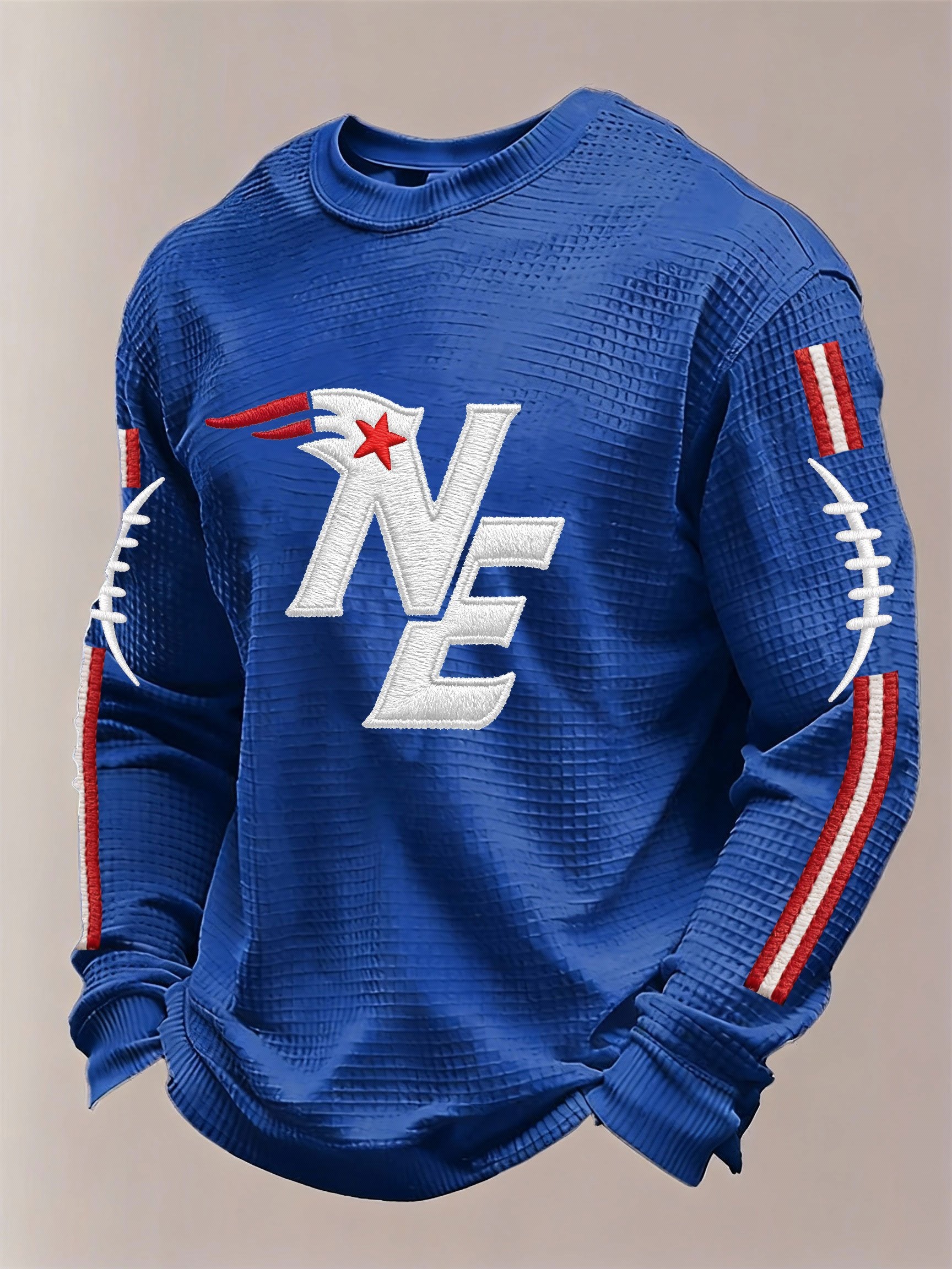 Men’s Football Graphic Waffle Knit Long Sleeve Crewneck  Top