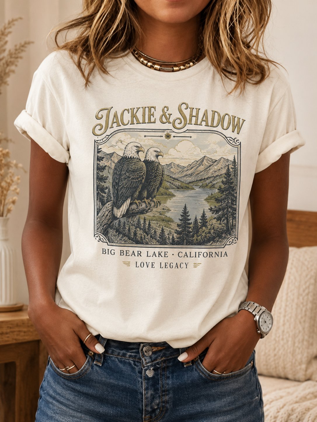 Women's Family Legacy Big Bear Lake California Wildlife Print Tee
