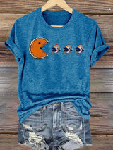Women's  Funny Turkey Chasing Pie Sublimation FDT Thanksgiving  T-Shirt