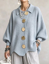 New Arrival🔥 Oversized Collared Knit Cardigan With Large Metal Buttons