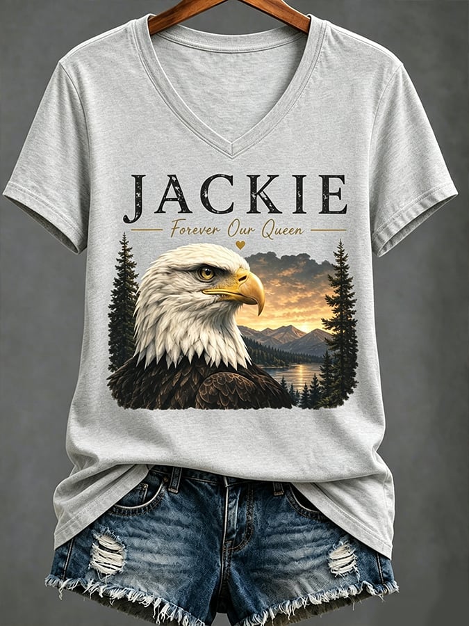 Women's Casual Bald Eagle "Jackie" Print Top