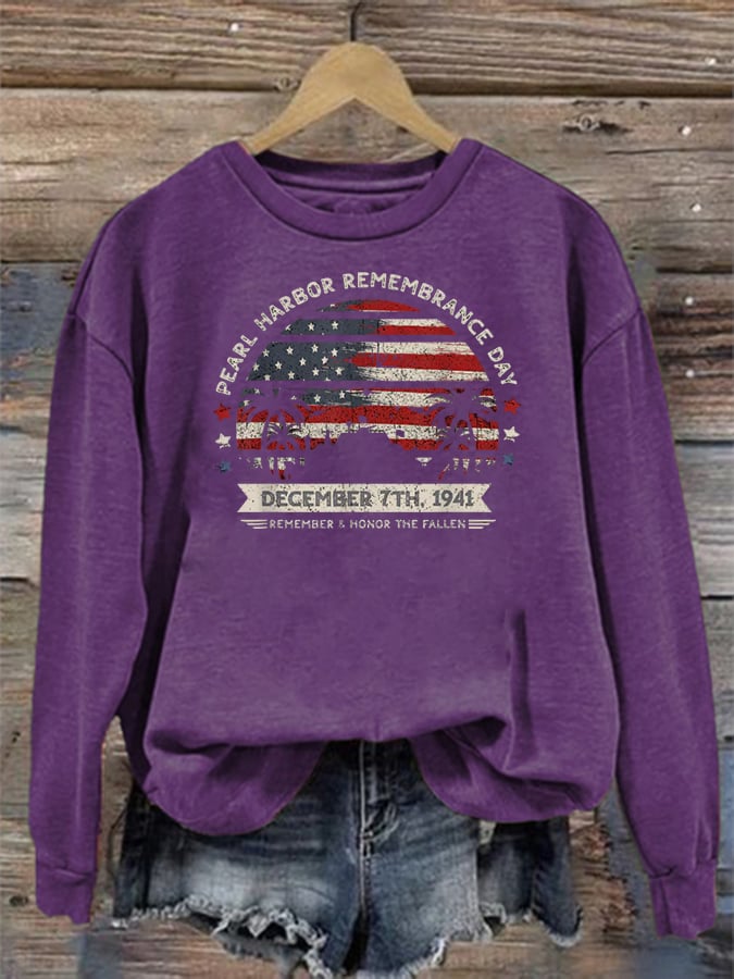 🔥Buy 3 Get 15% Off Women's   Pearl Harbor Memorial Day Hawaii USA Flag Day of Infamy Sweatshirt
