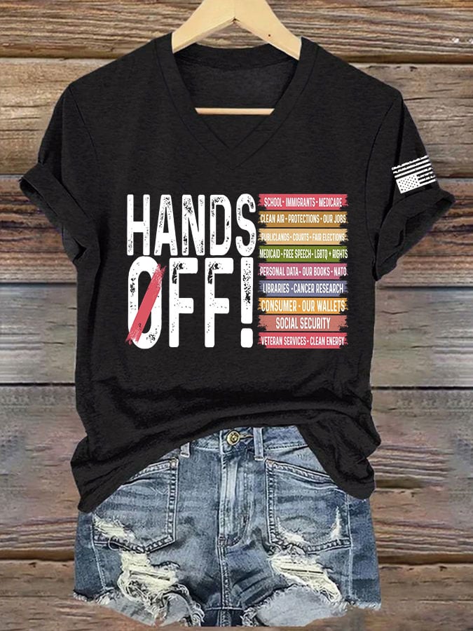 🔥Buy 3 Get 15% Off🔥Women's Retro Hands Off Protest Print T-Shirt