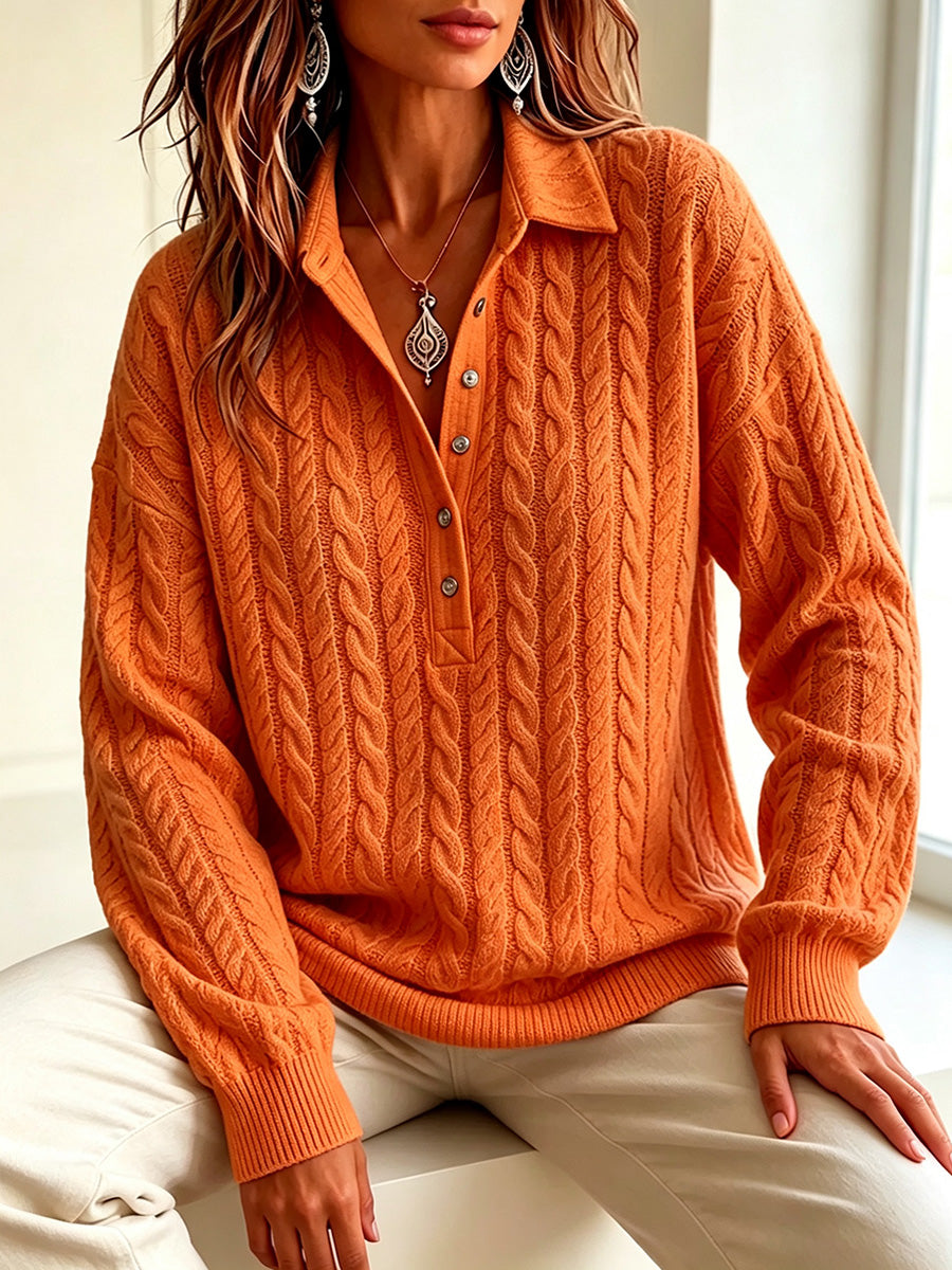 New Arrivals🔥 Timeless Cable Knit Collared Pullover