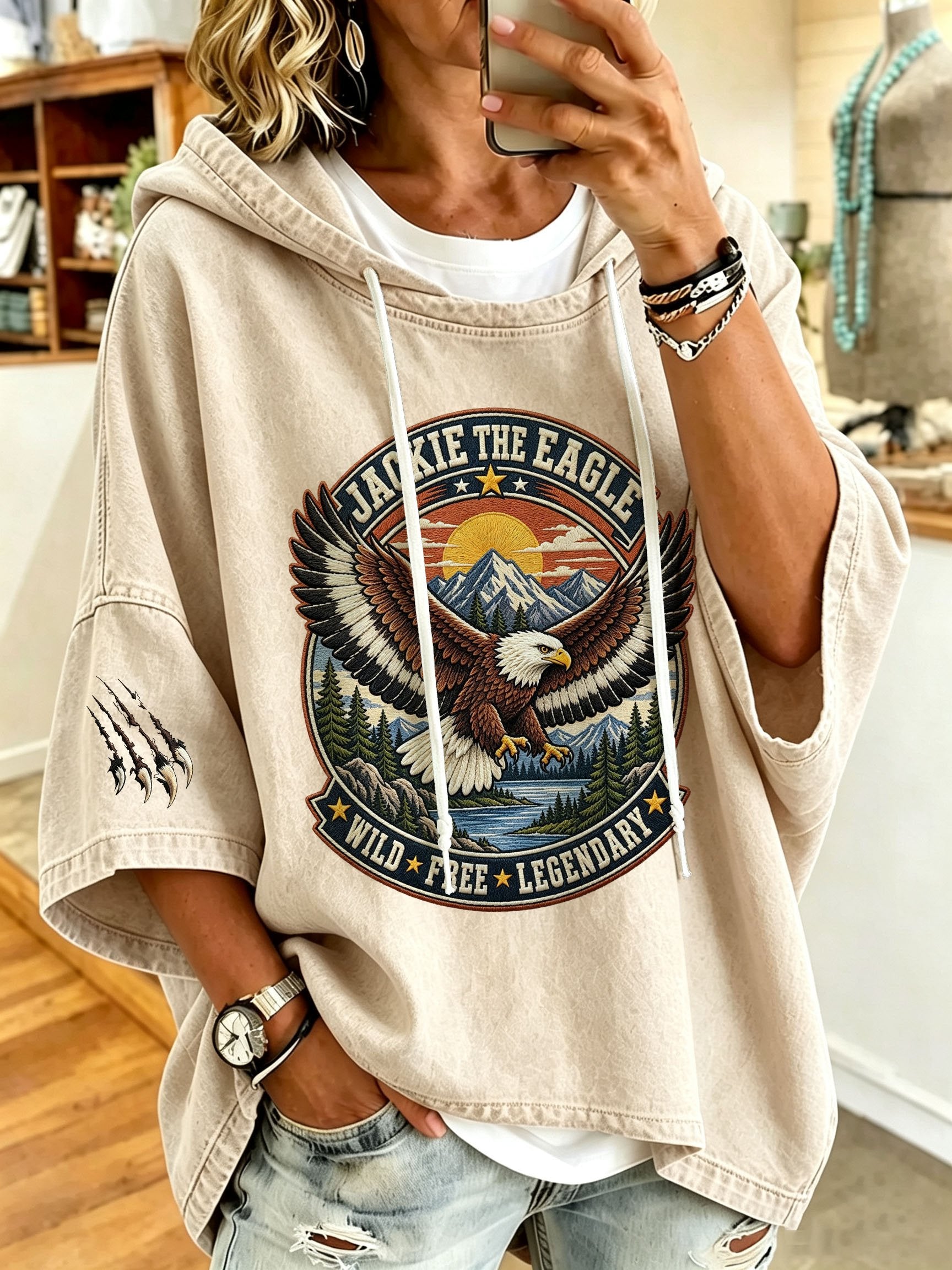 Women's Jackie Forever Our Queen Print Hooded Sweatshirt