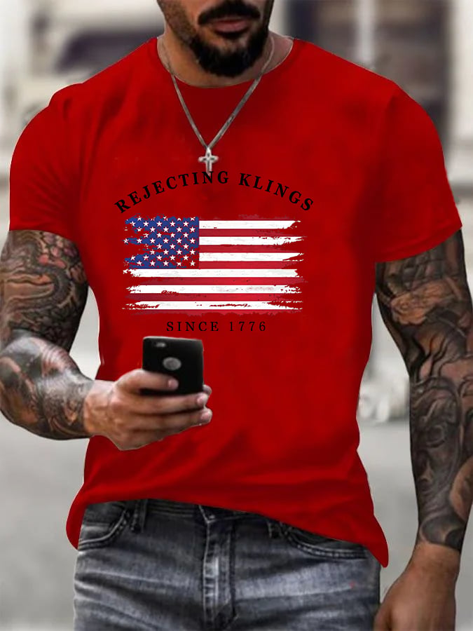 Men's Casual  Rejecting Kings Printed T-shirt