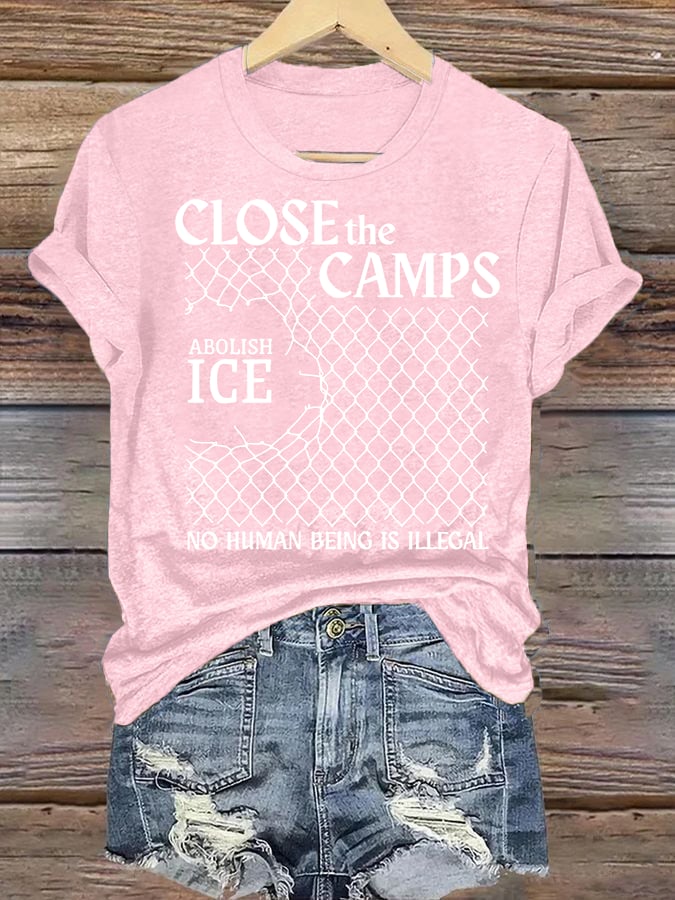 Women's  Abolish ICE  Close The Camps Print  T-Shirt