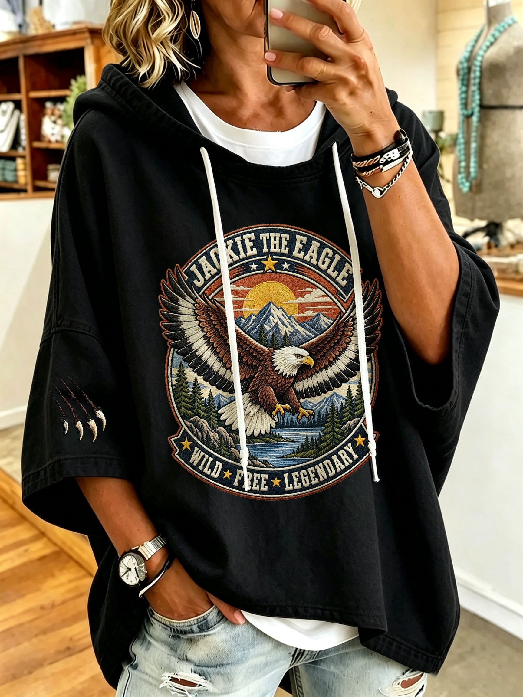 Women's Jackie Forever Our Queen Print Hooded Sweatshirt