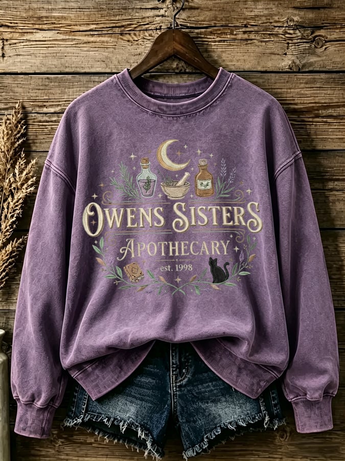 Women's Owens Sisters Apothecary Witch Print Casual Sweatshirt