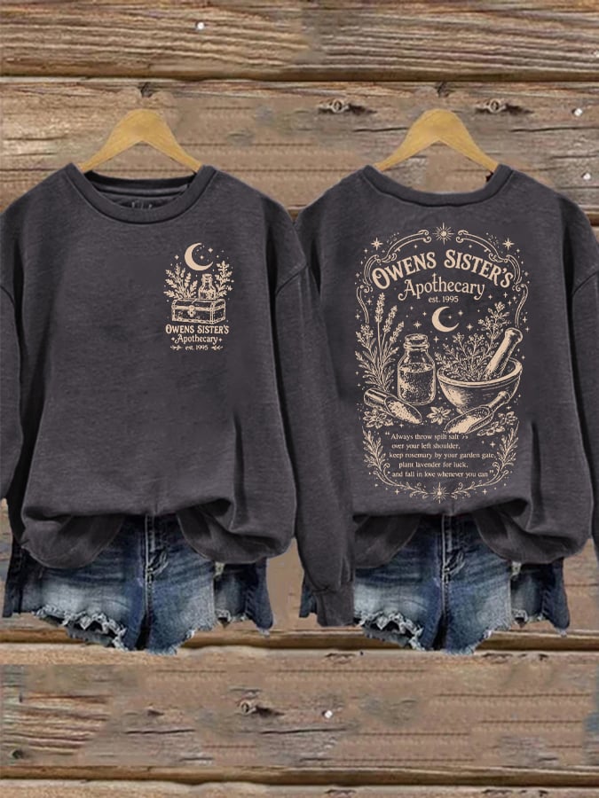 Women's Owens Sisters Apothecary Witch Print Casual Sweatshirt