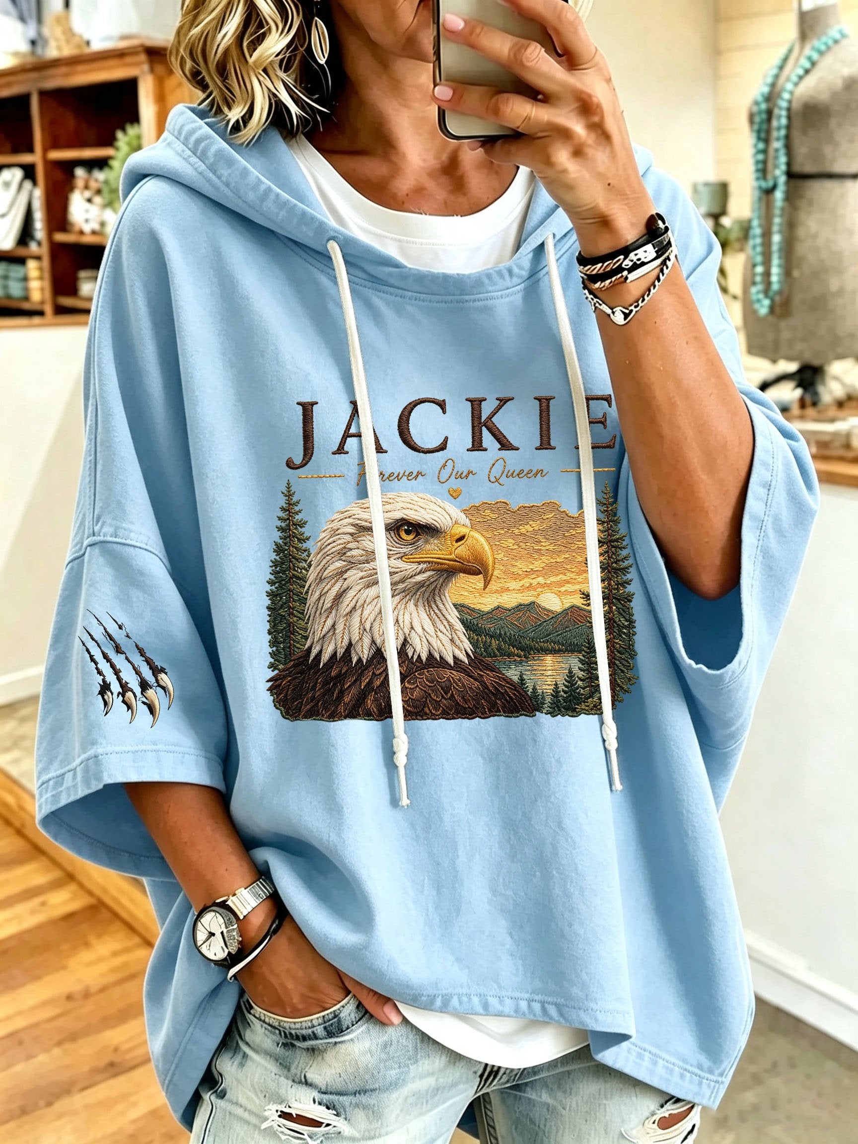 Women's Jackie Forever Our Queen Print Hooded Sweatshirt