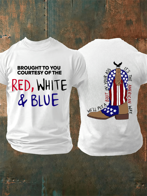 Men's  RED, WHITE & BLUE  Print T-Shirt