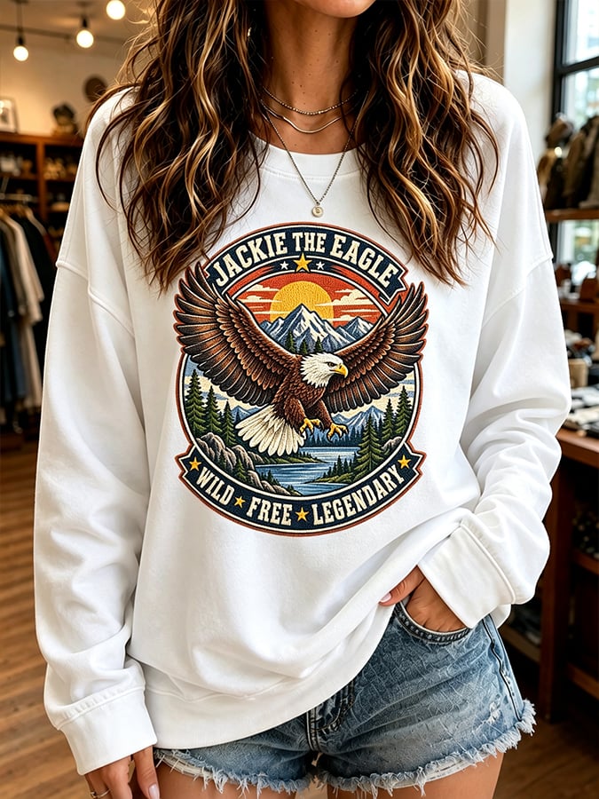 Women'S Casual Bald Eagle "Jackie" Print Top