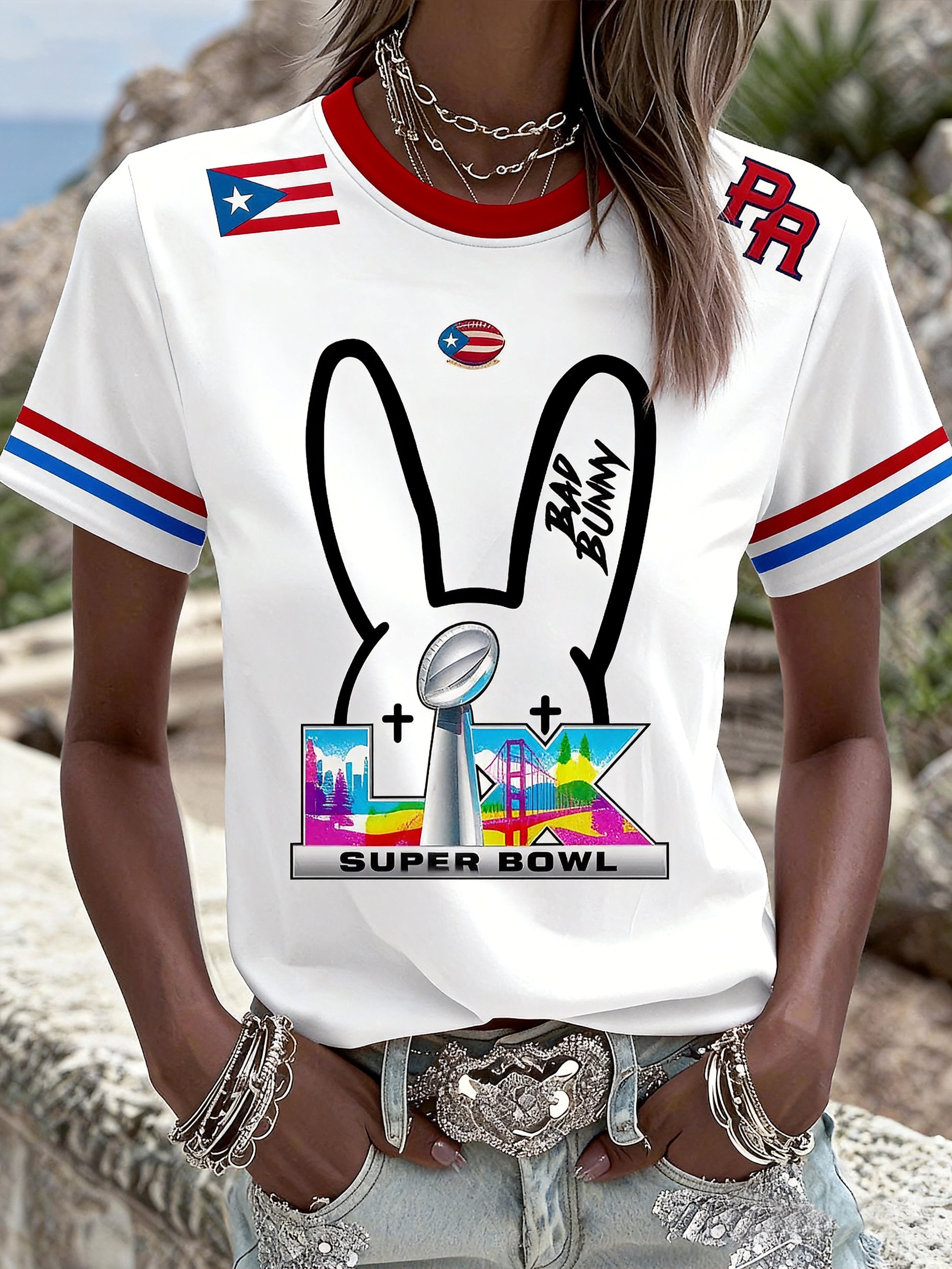 Women's  Puerto Rico Printed Short-Sleeved T-Shirt