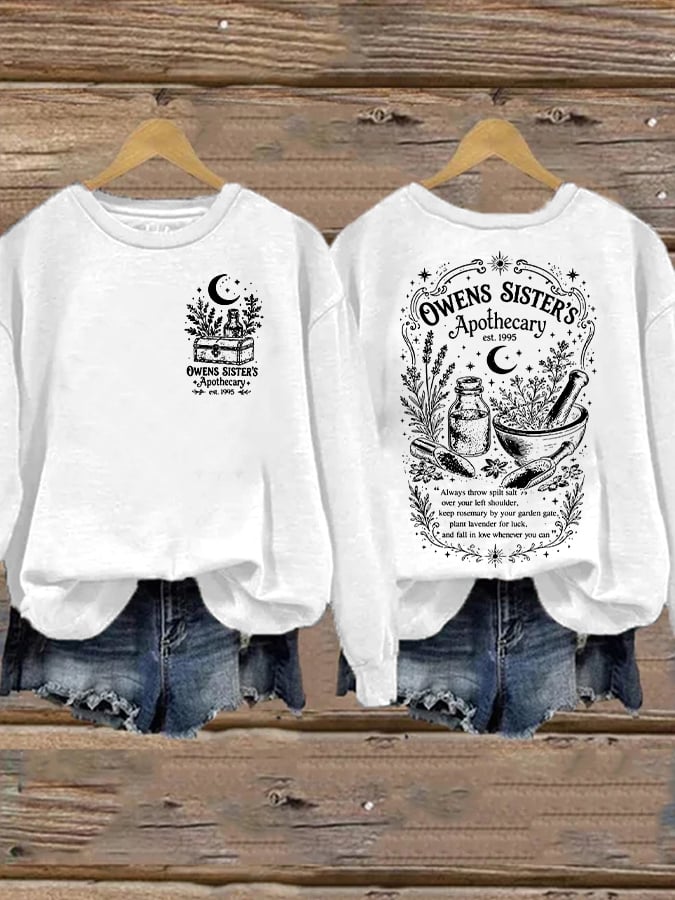 Women's Owens Sisters Apothecary Witch Print Casual Sweatshirt