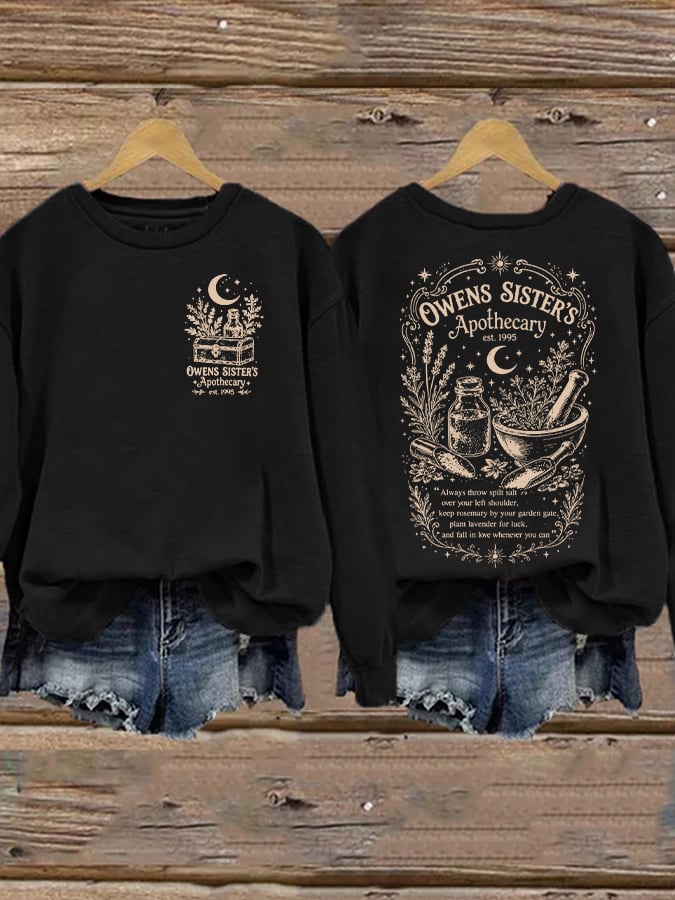 Women's Owens Sisters Apothecary Witch Print Casual Sweatshirt