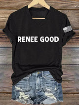 Women's Say Her Name Print V Neck T-shirt