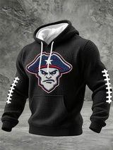Men's Football Print Checkered Fabric Hooded Sweatshirt