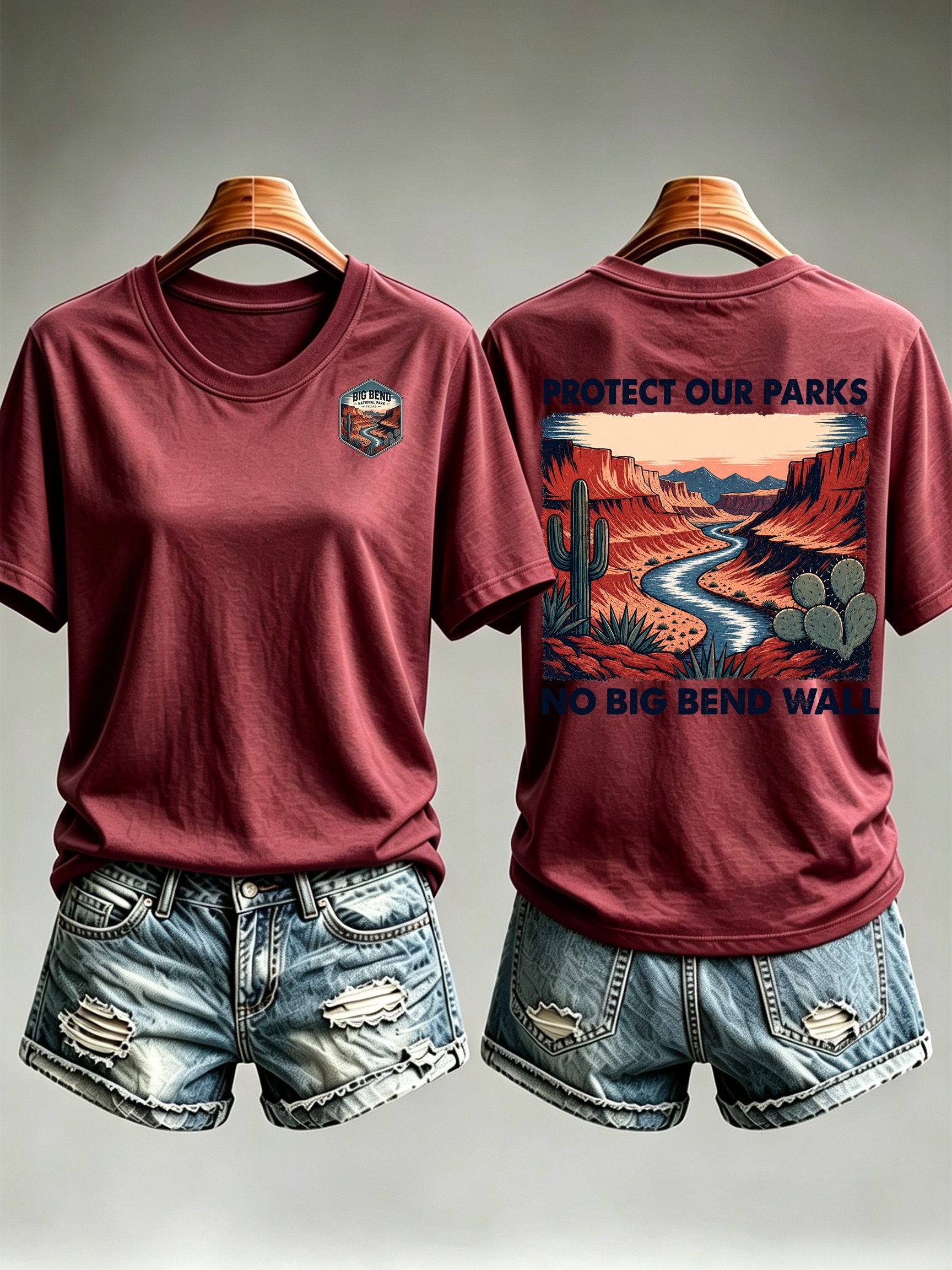 Women's  Protect Our National Parks,No Big Bend Wall T-Shirt