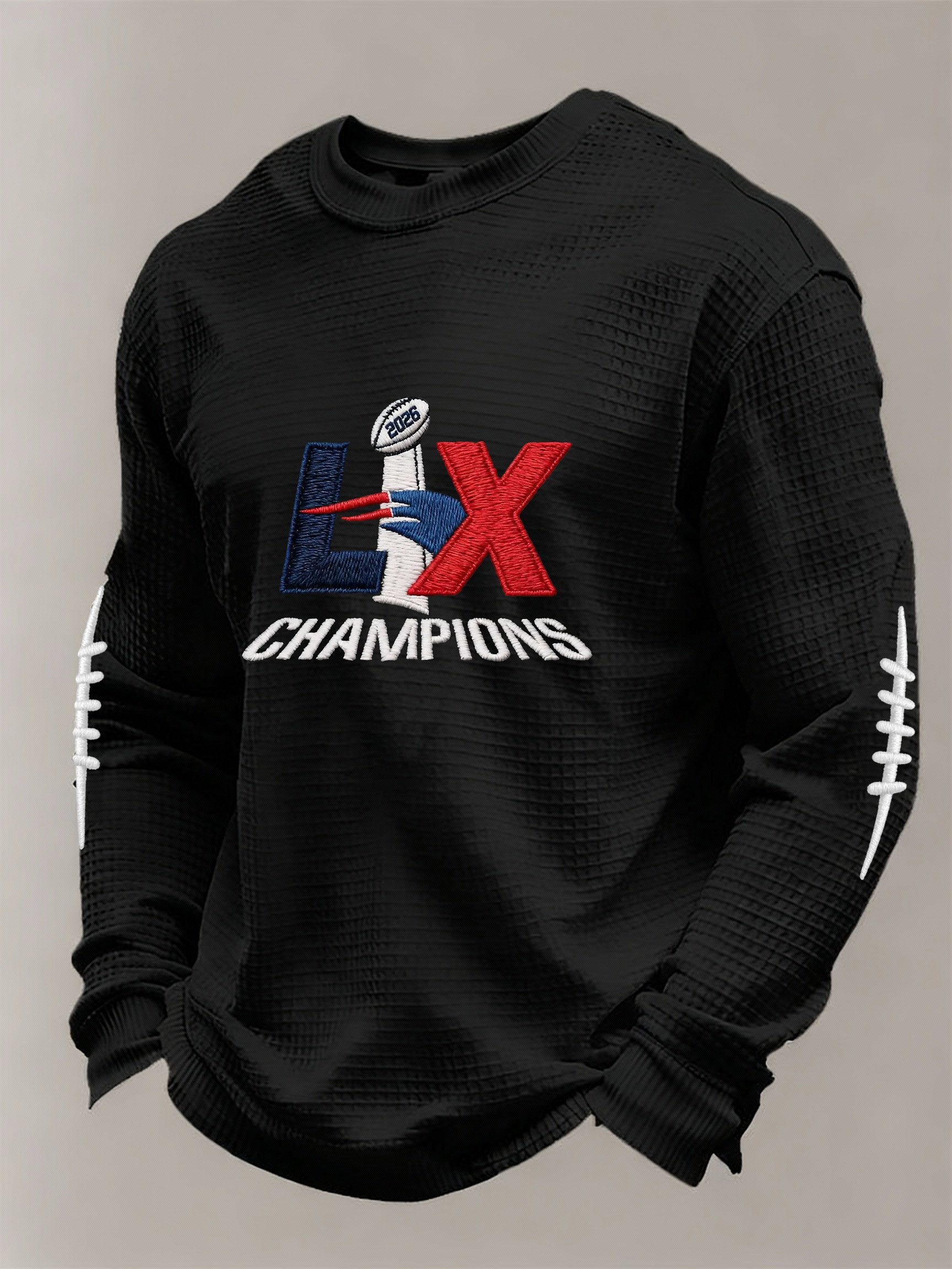 Men’s Football Graphic Waffle Knit Long Sleeve Crewneck T-Shirt