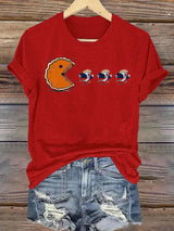 Women's  Funny Turkey Chasing Pie Sublimation FDT Thanksgiving  T-Shirt
