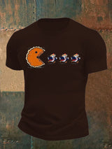 Men's  Funny Turkey Chasing Pie Sublimation FDT Thanksgiving T-Shirt