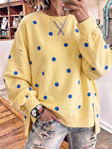 🤲LAST DAY SAVE 49% ⏰Chic Sunshine Yellow & Blue Polka Dot Sweatshirt