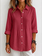 New Arrival 🔥 Women's Solid-color Casual Pleated Cotton-linen Shirt